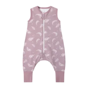 100% Organic Cotton 1.0 Tog Sleeping Bag with Legs Sleeveless Wearable Blanket- Feather Mauve