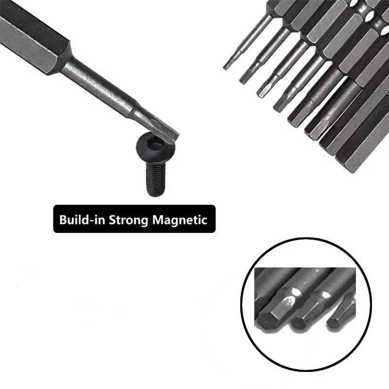 10pc Hex Bit Set Multi Standard Wear Resistant Imperial Size S2 Alloy Steel Screwdriver Bit