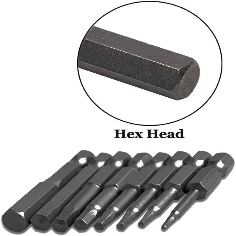 10pc Hex Bit Set Multi Standard Wear Resistant Imperial Size S2 Alloy Steel Screwdriver Bit