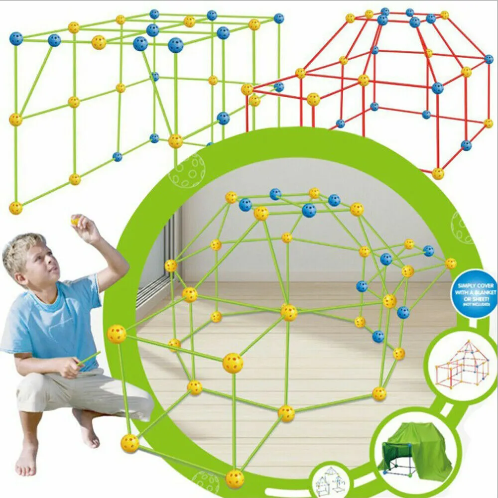 175pcs Kids Construction Fort Building Kit | Castles | 3D Play House Tent Toy Gift
