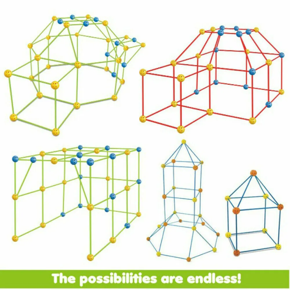 175pcs Kids Construction Fort Building Kit | Castles | 3D Play House Tent Toy Gift