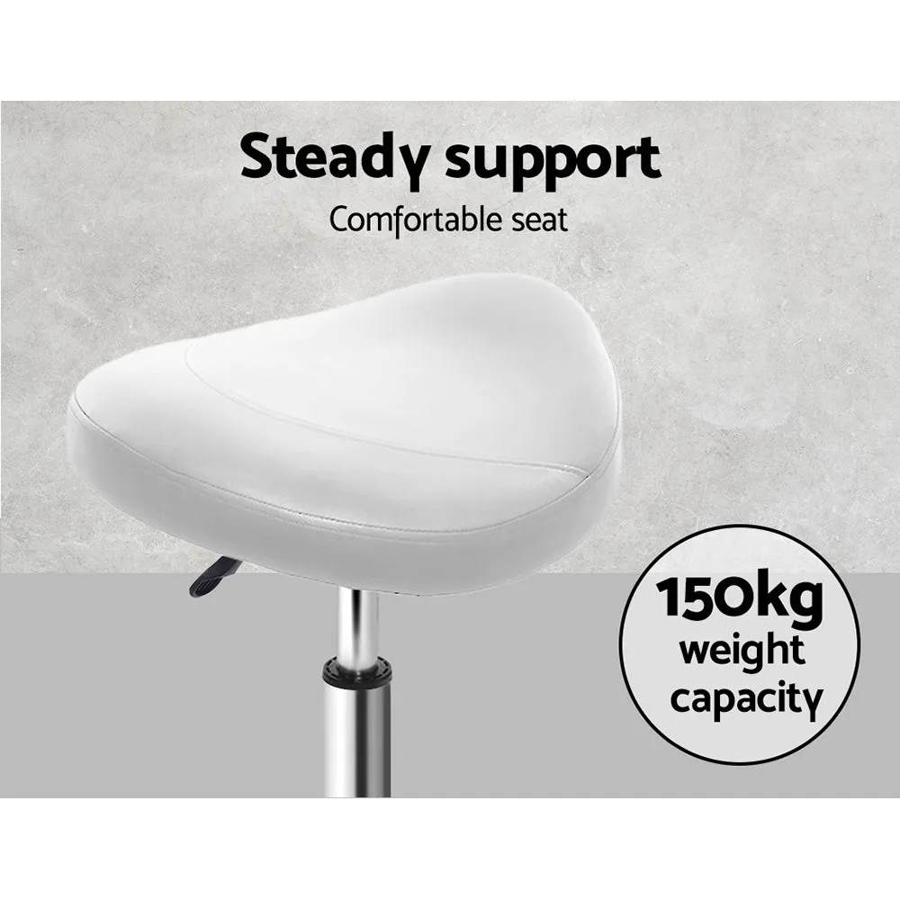 2-Pack Saddle Salon Stools | White Hydraulic Lift
