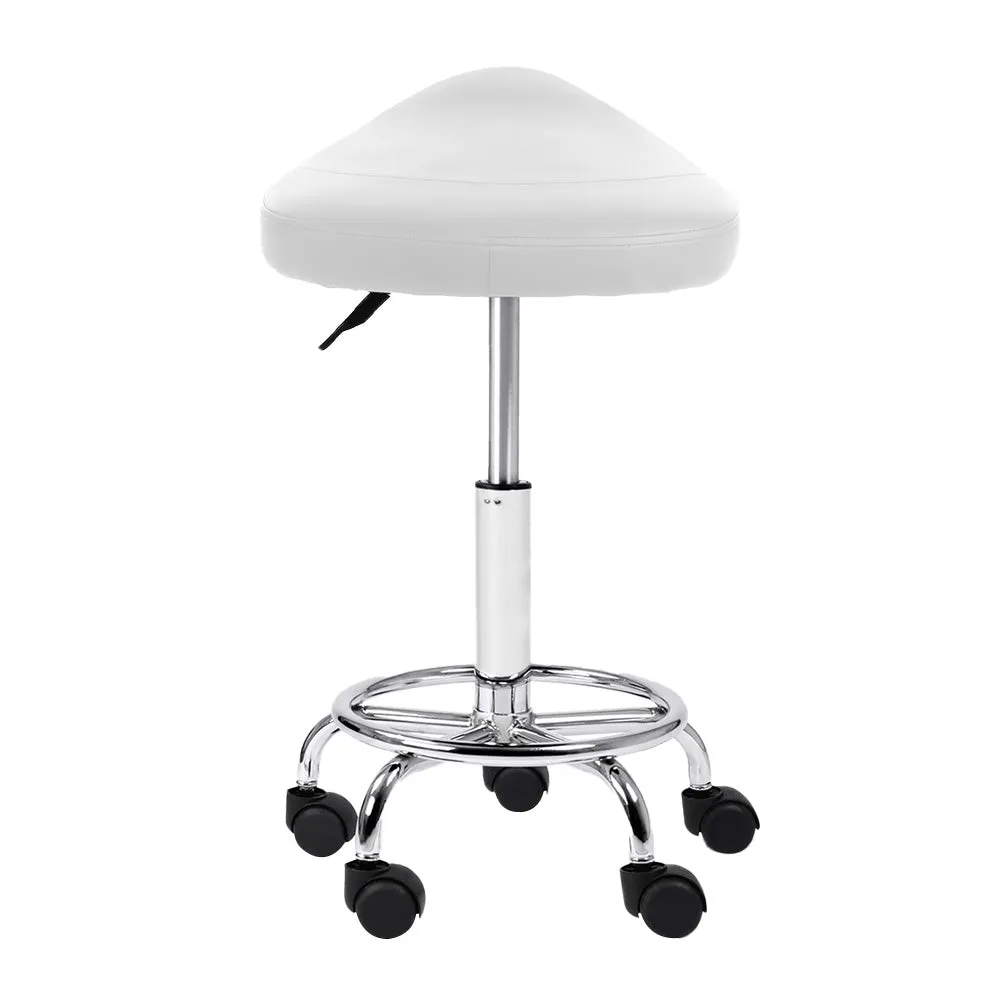 2-Pack Saddle Salon Stools | White Hydraulic Lift