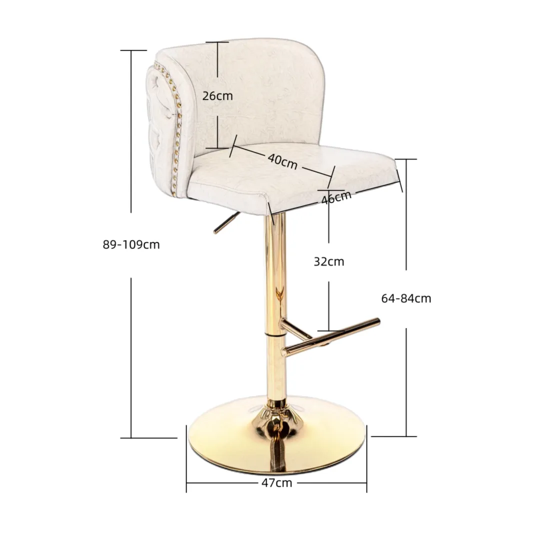 2x Faux Leather Golden Base Swivel Bar Stools | Black