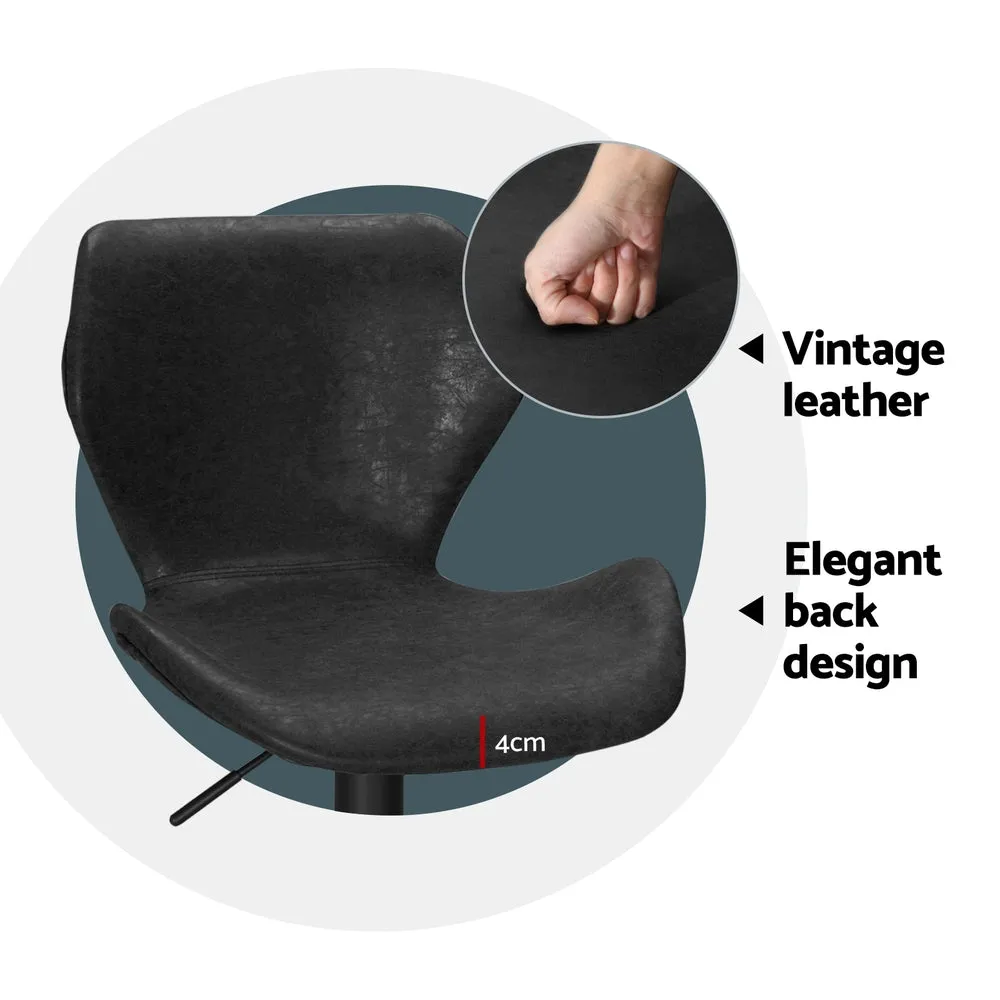 4x Bar Stools | Vintage Leather | Gas Lift | Black Finish