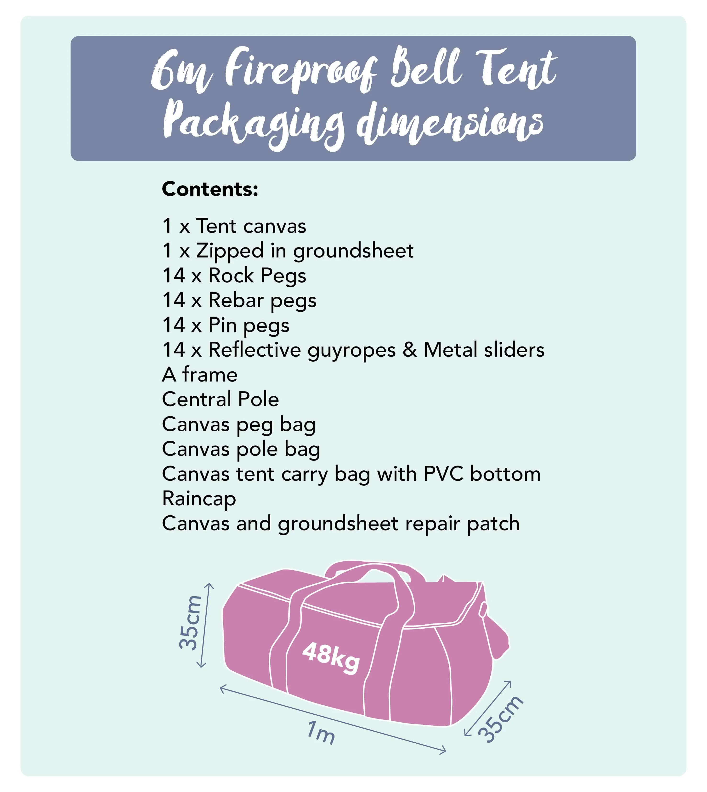 6m Bell Tent 'Pro' 360gsm 100% Proban© Flame Resistant Canvas