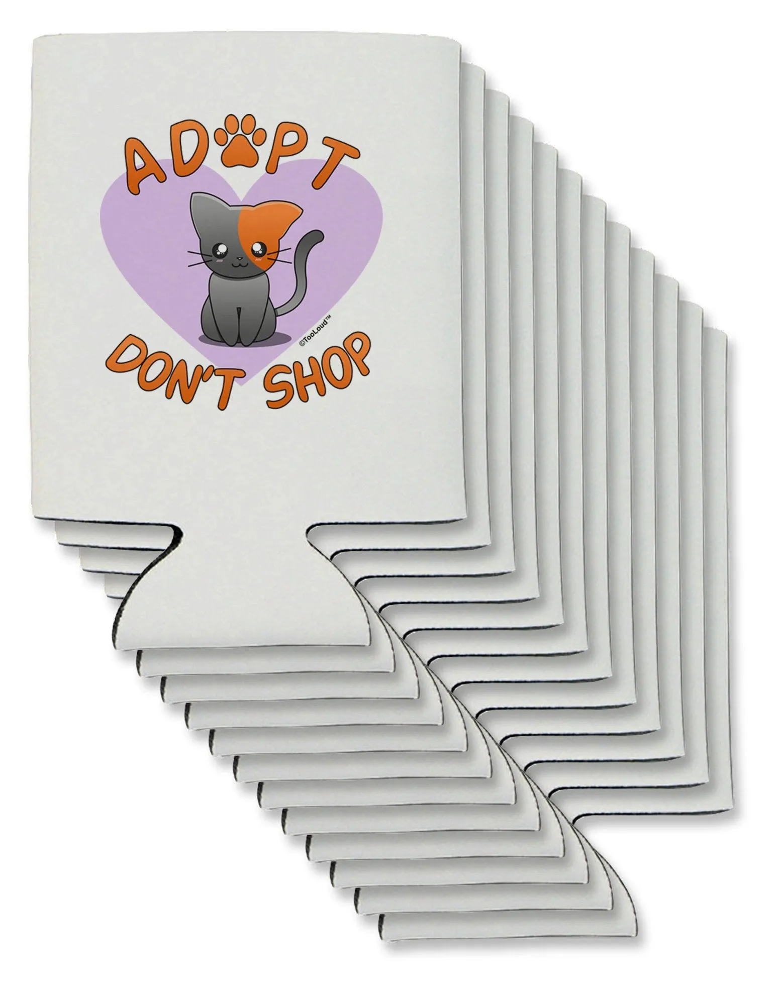 Adopt Don't Shop Cute Kitty Can / Bottle Insulator Coolers