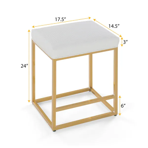 Alpha Camp 24" Square Modern PU Leather Bar Stools with Golden Frame, set of 2