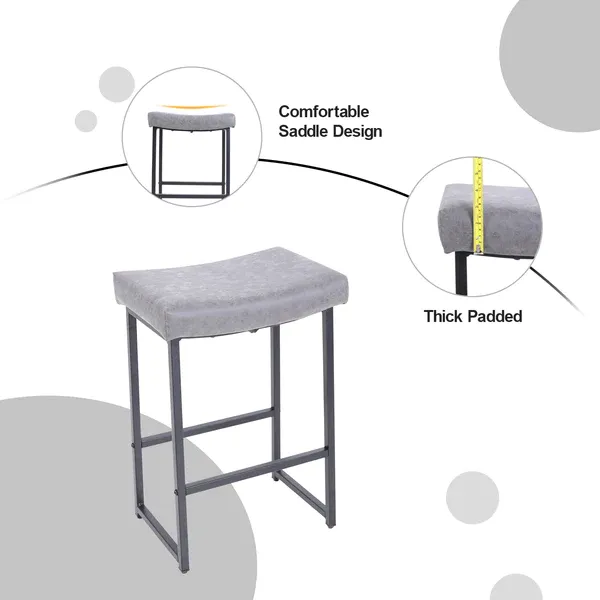 Alpha Camp Saddle Design PU Leather Bar Stool with Sturdy Metal Frame