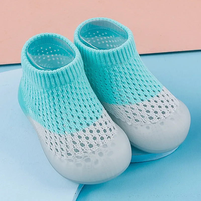 Color Block First Walker Mesh Booties