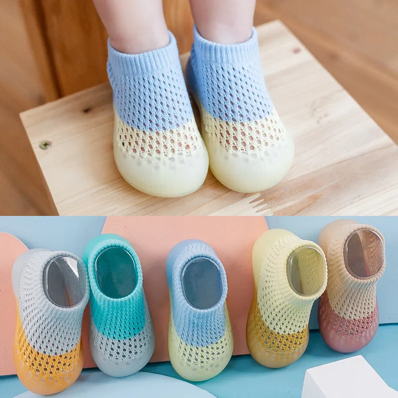 Color Block First Walker Mesh Booties