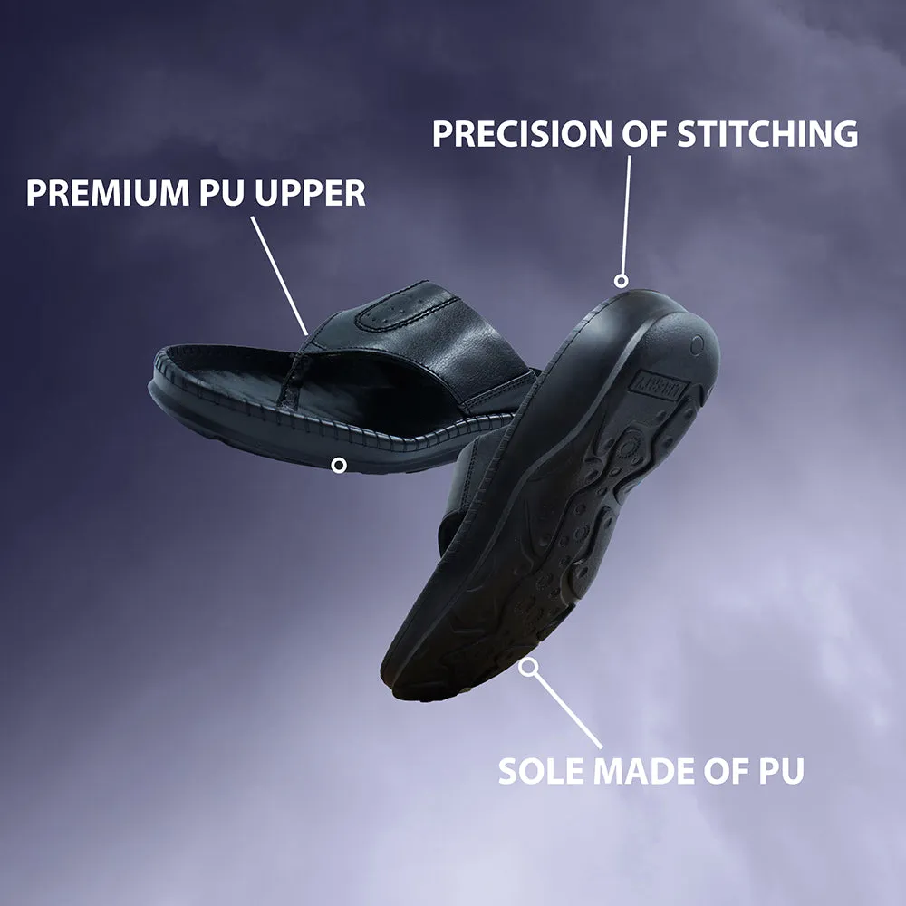 Coolers Black Casual Slipper For Men META-1 By Liberty