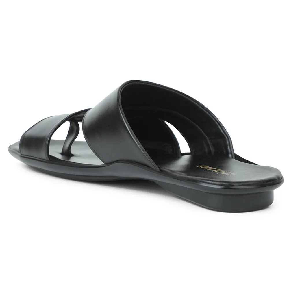 Coolers Black Casual Slipper For Men WAKAFIT-1E By Liberty