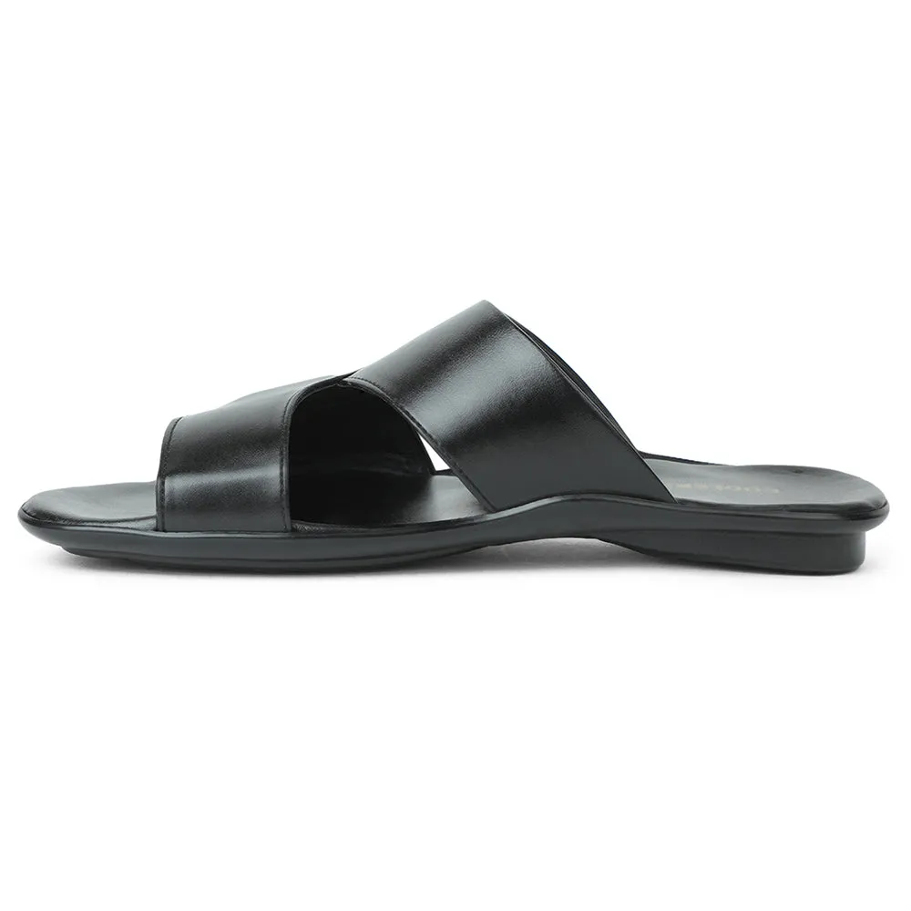 Coolers Black Casual Slipper For Men WAKAFIT-1E By Liberty