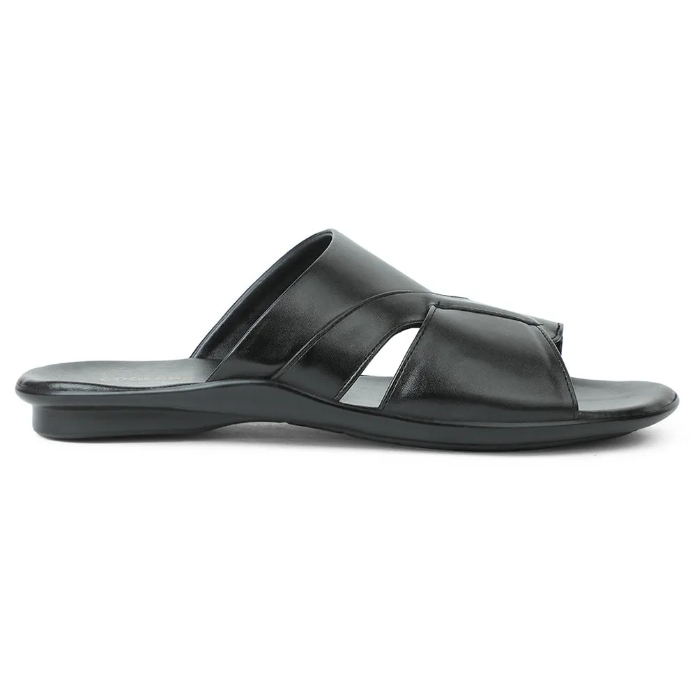 Coolers Black Casual Slipper For Men WAKAFIT-1E By Liberty