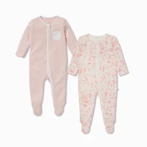 Gruffalo Foxglove Pink Zip-Up Sleepsuit 2 Pack
