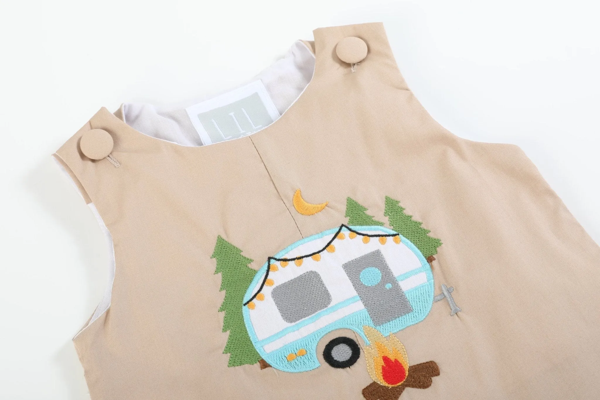 Light Brown Camping Applique Shortall