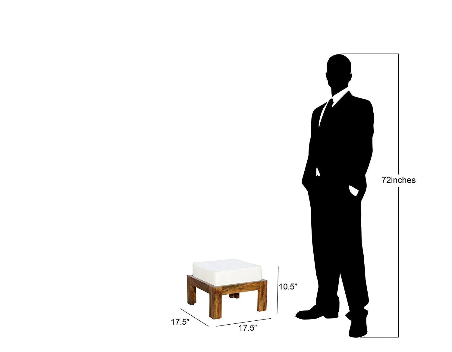 MP ENTERPRIESES Mango Wood Center Coffee Table with 2 Stools for Home Living Room Wooden Furniture Cocktail Tables for Outdoor Office and Restaurant - White Cushion