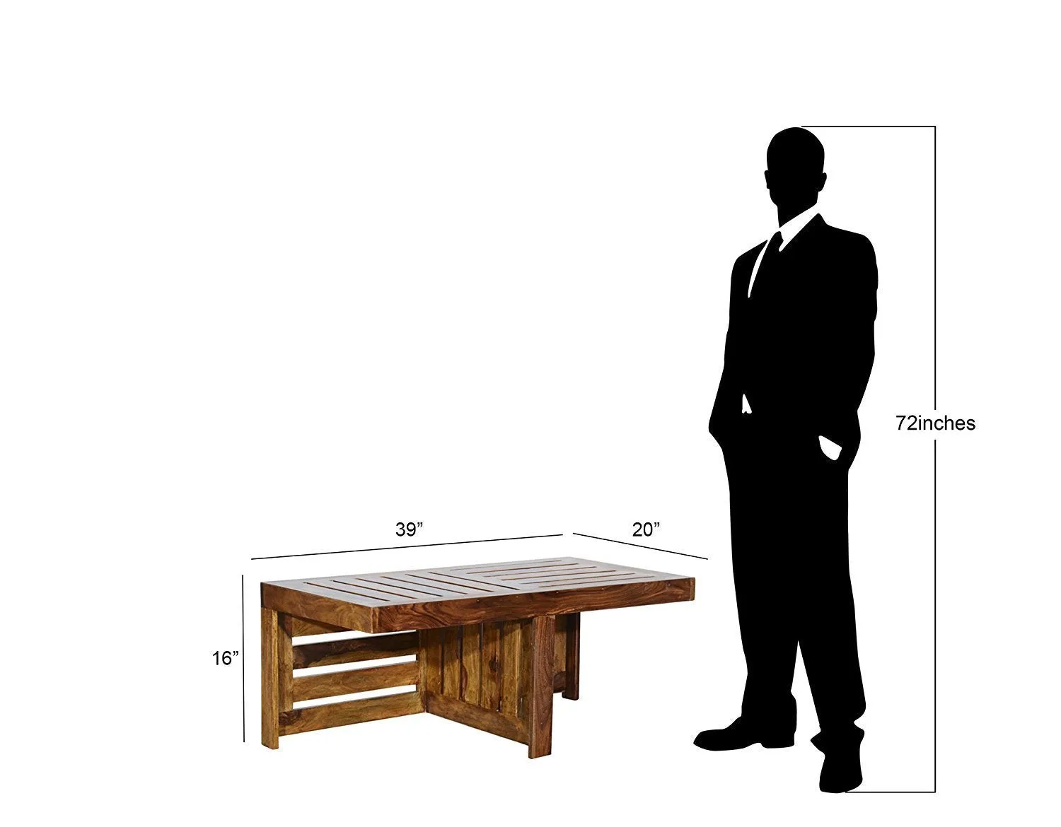 MP ENTERPRIESES Mango Wood Center Coffee Table with 2 Stools for Home Living Room Wooden Furniture Cocktail Tables for Outdoor Office and Restaurant - White Cushion