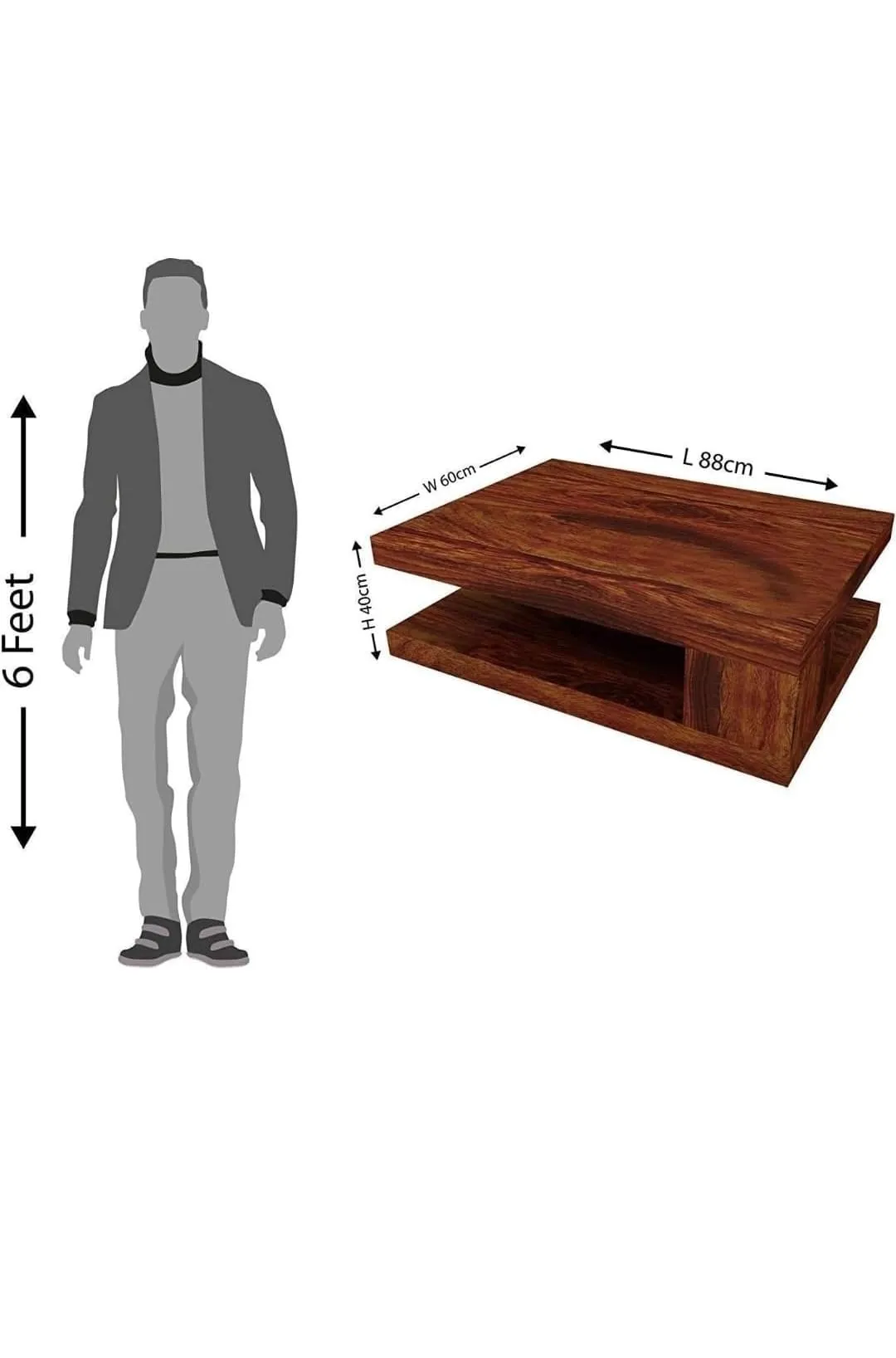 MP ENTERPRIESES Solid Sheesham Wood Square Center Coffee Table for Home Living Room Wooden Furniture Cocktail Tables for Office Outdoor and Restaurant - (Teak Finish)